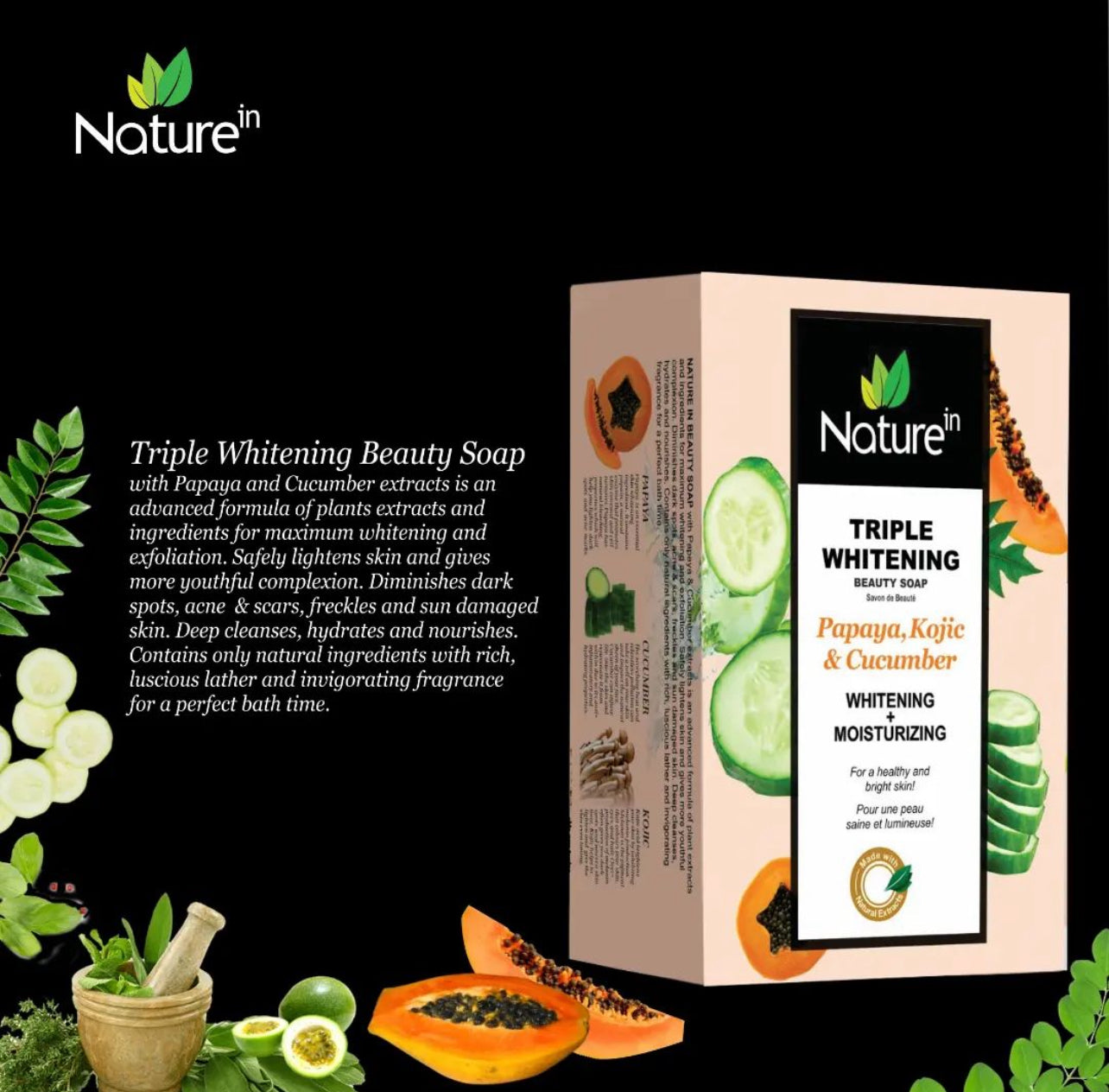Triple Whitening Beauty Soap | Papaya, Kojic & Cucumber